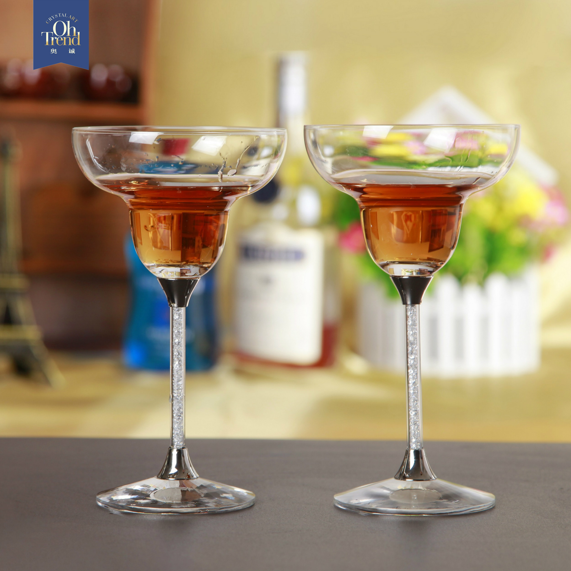 无铅水晶玛格丽特鸡尾酒杯 透明玻璃高脚杯水晶玻璃酒杯高脚杯