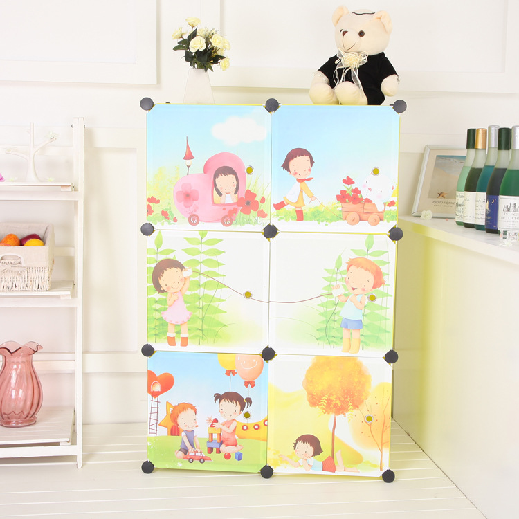 Diy Baby Folding Wardrobe Children's Cartoon Resin Wardrobe Pp Plastic Combination Locker