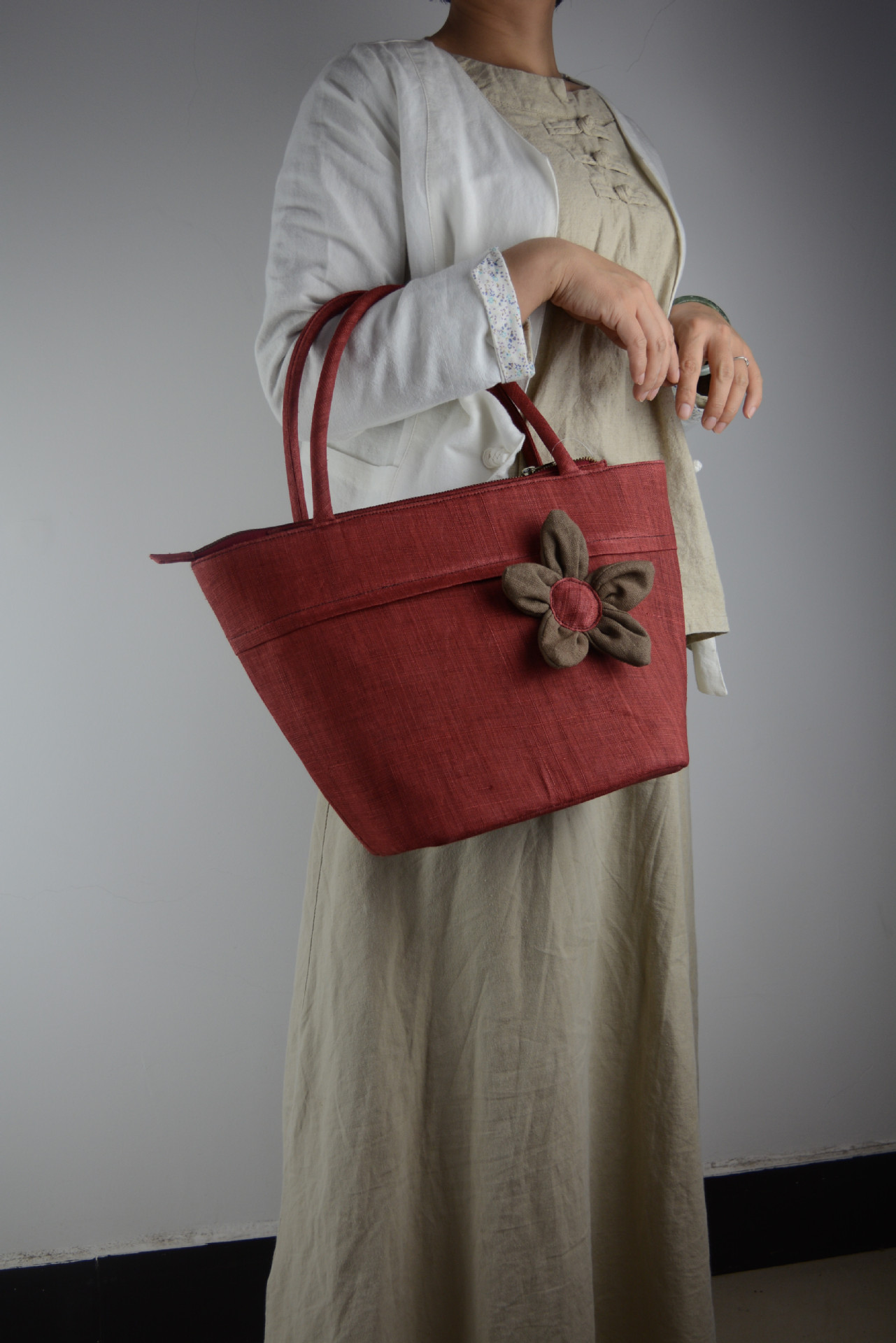 苎麻夏布纯手工原创手提包女布包麻绳复古 需定做