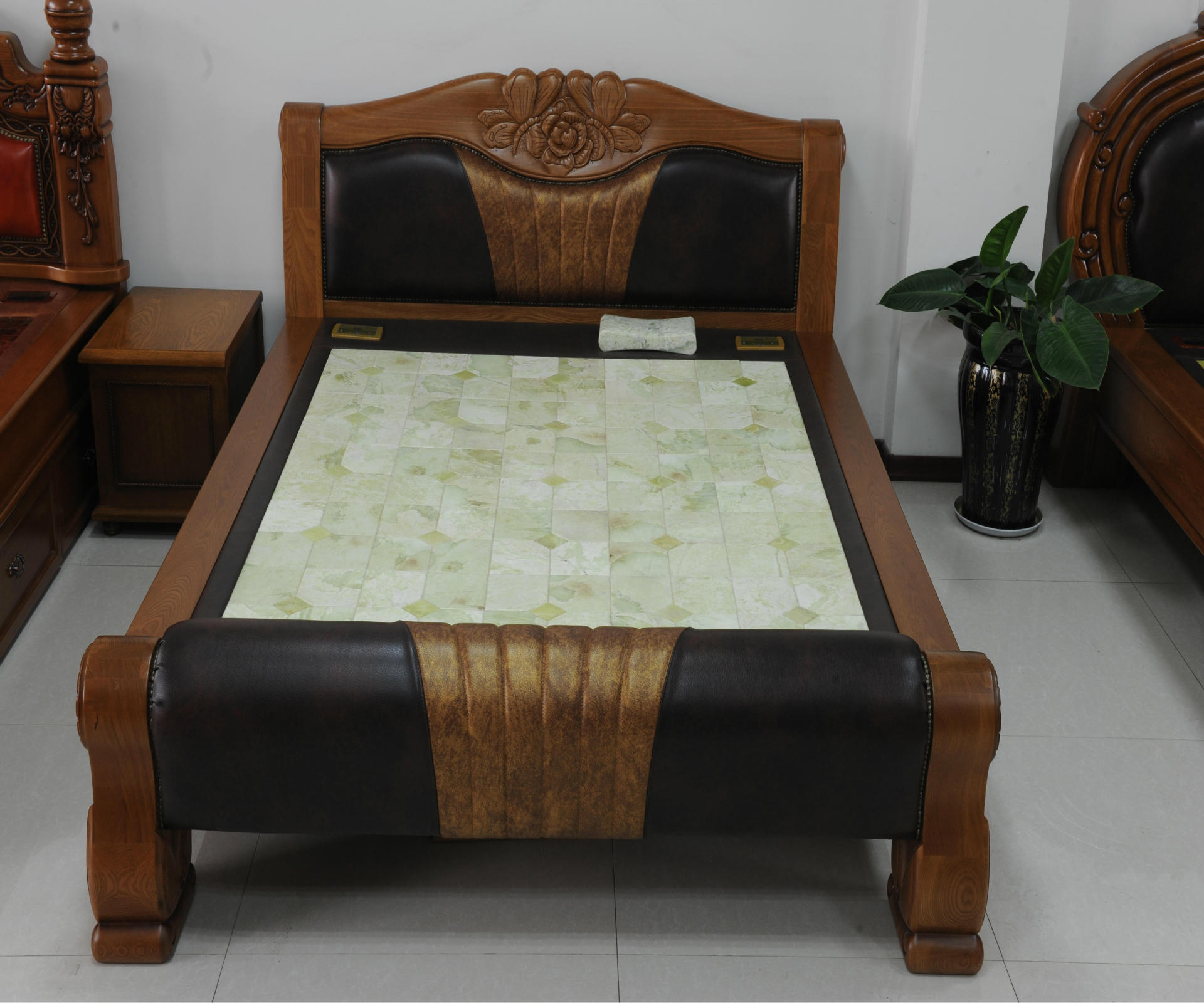 玉泰源 玉石火炕 电热炕 玉石罗汉床 水曲柳实木 玉石板床玉炕