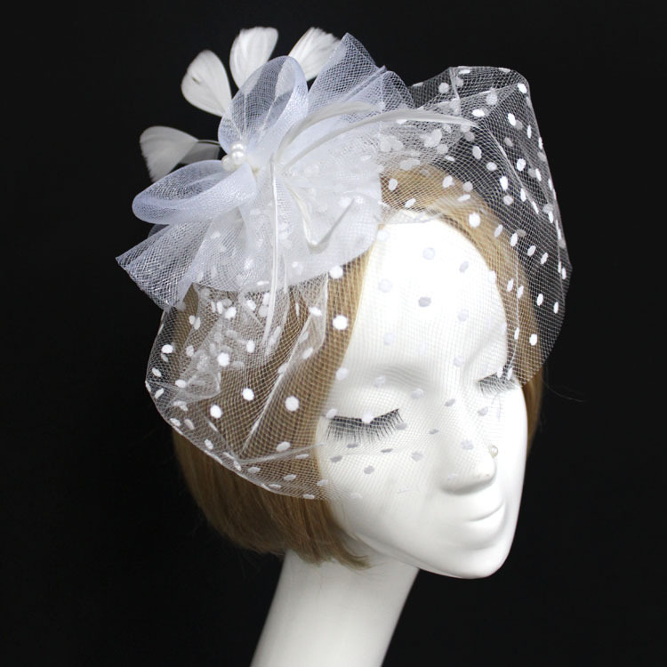 欧美新娘网纱头饰发饰甜美写真羽毛纱网礼帽 婚礼面纱头饰发夹