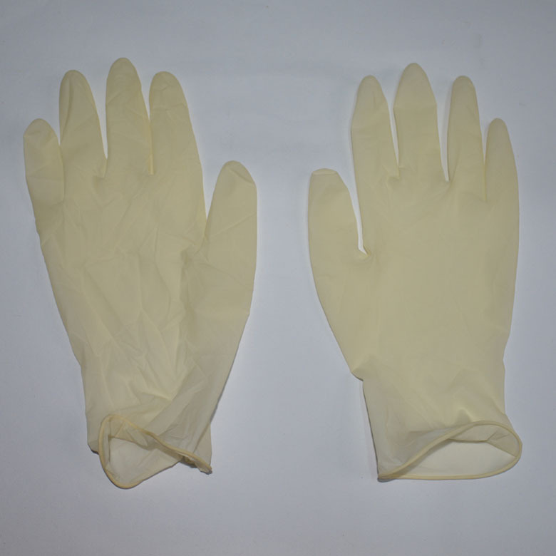 厂家直销一次性净化无粉9寸乳胶手套 白无粉手套 米白色乳胶