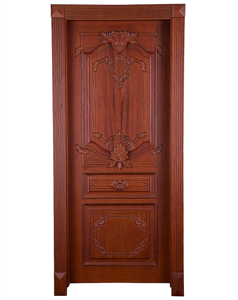 纯实木门 卧室客厅全实木欧式雕花菠萝格原木门厂家直销jwy-10250