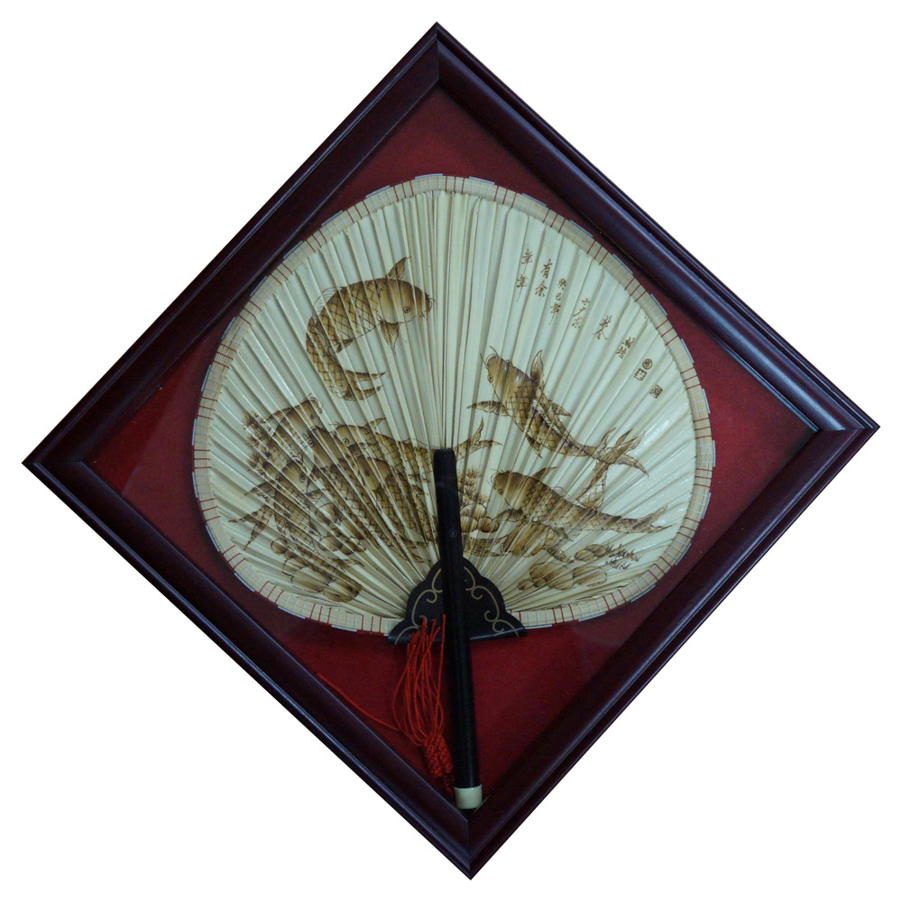 批发广东特产赵氏火画扇葵扇工艺品竹扇特色礼品扇芭蕉扇厂家直供