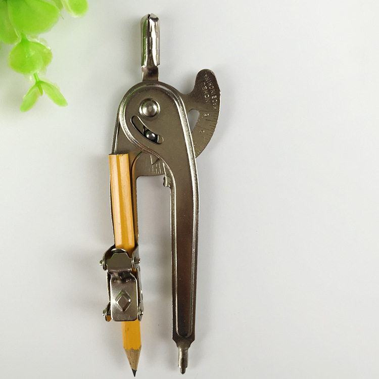 厂家供应 铁圆规 金属 双面刻度 安全针