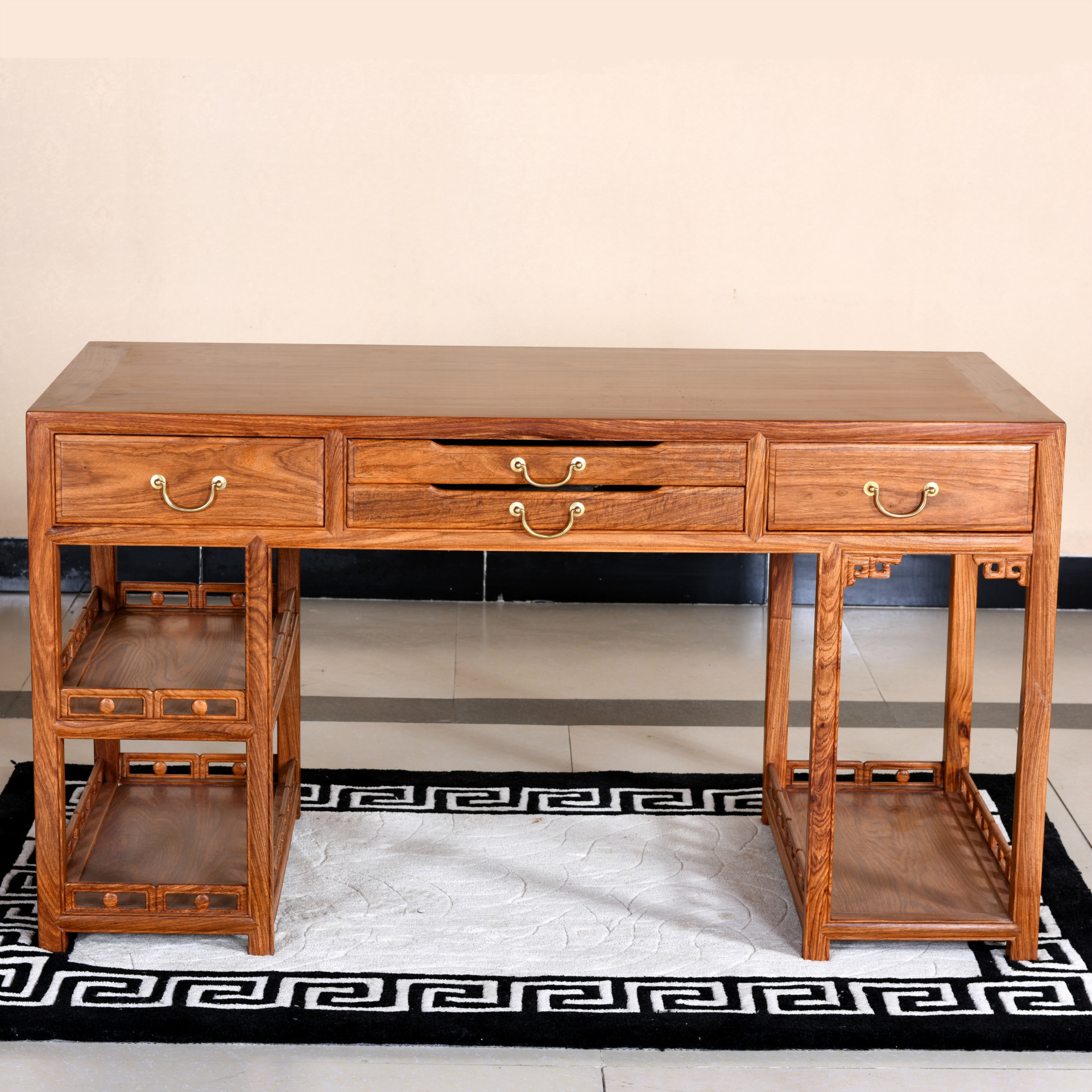 刺猬紫檀电脑桌 非洲花梨中式仿古红木电脑桌写字台 - 家具批发交易网