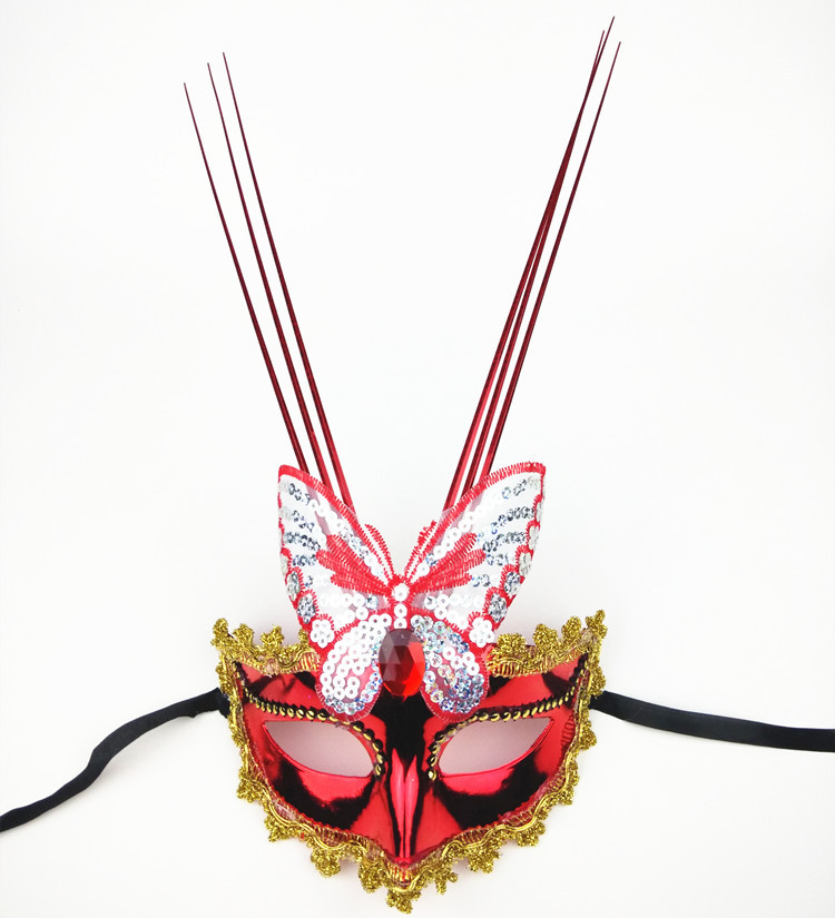 电镀雨丝蝴蝶面具 七彩蝴蝶成人面具 化妆