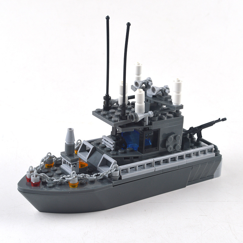 积高积木儿童益智拼装积木军事系列国防装备海军巡逻舰13325