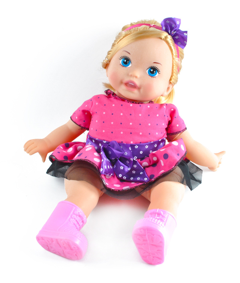 供应sm264719 2款混装14寸时尚装搪胶充棉幸运娃娃女孩过家家玩具