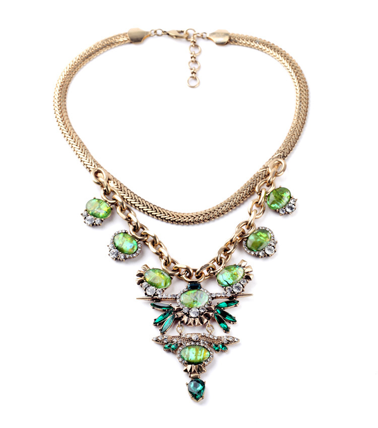 Occident alloy Drill set necklace ( brown ) NHQD1407