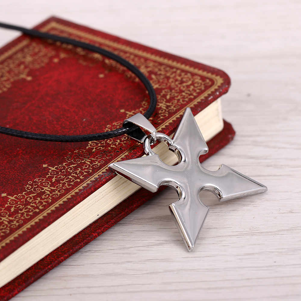 外贸动漫周边项链kingdom hearts 王国之心银色菱形项链一件代发