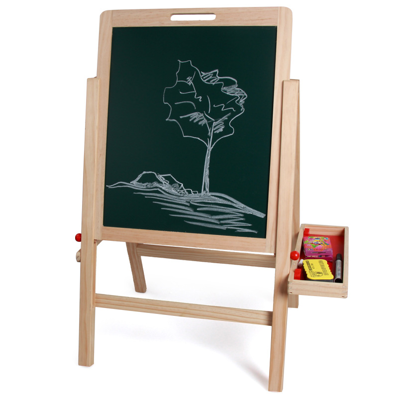 厂家直销松木精品支架式升降折叠大画板儿童益智玩具儿童学习玩具