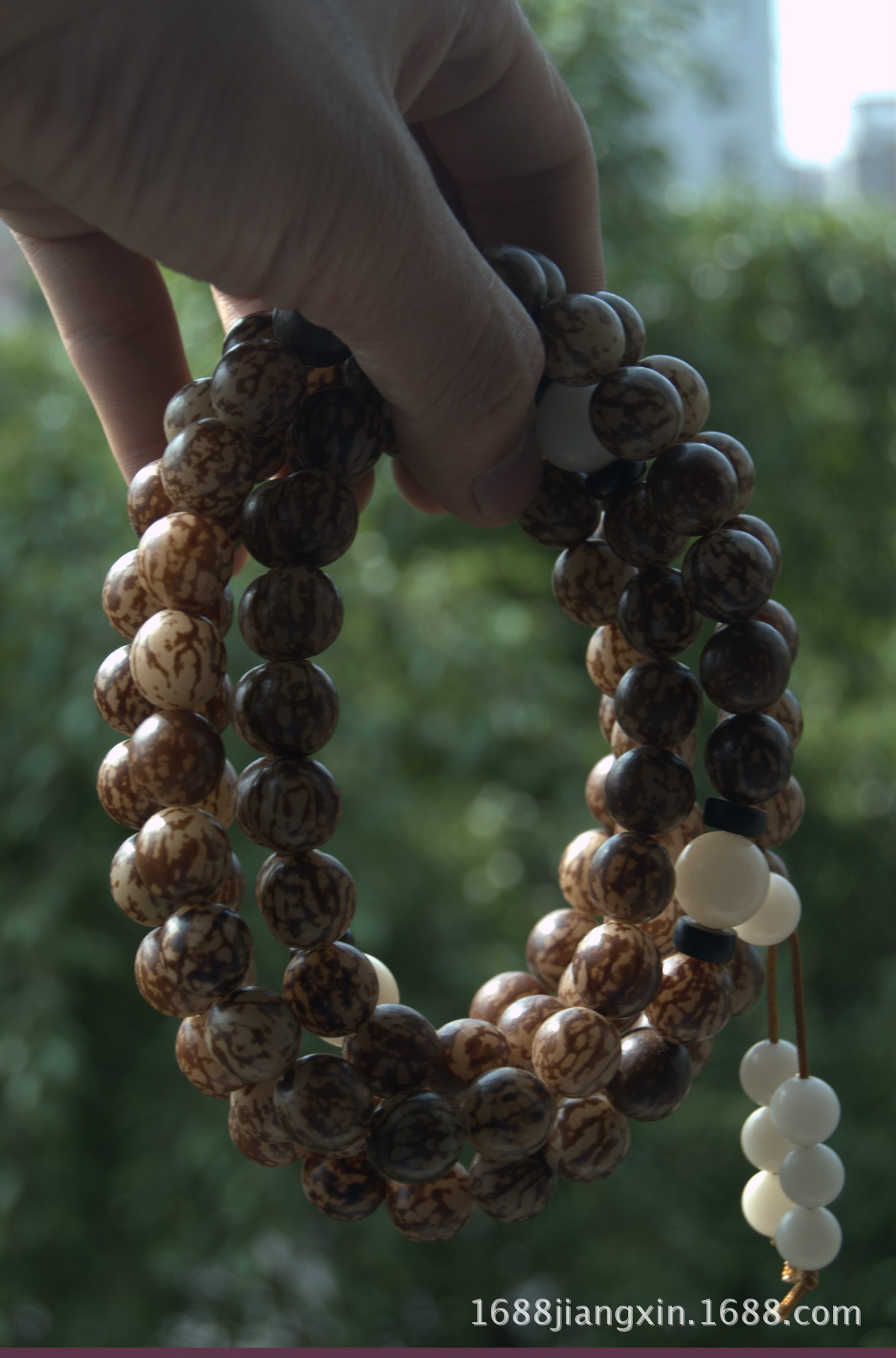 虎斑花菩提根佛珠108颗 天然菩提根打磨精抛光花根手链 厂家批发