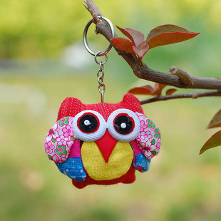 民族风旅游饰品包包挂件 布艺挂件饰品 动物钥匙扣猫头鹰挂饰