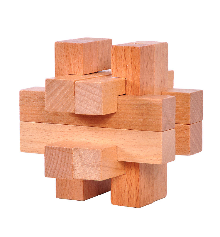 木制成人益智玩具 孔明锁 鲁班锁 笼中取宝 榉木