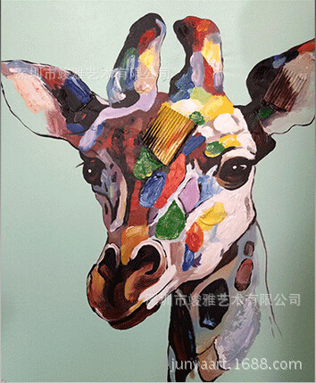 供应现代客厅门口装饰画无框画羊羊得意立体画抽象动物油画小羊画