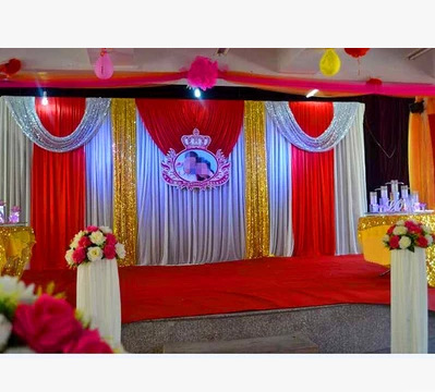 定制2016新款婚庆背景纱幔婚礼舞台布置道具沙曼婚庆背景布幔