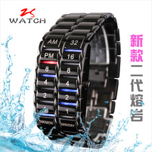 时尚韩版超酷二代熔岩LED电子手表男女情侣腕表链条手表