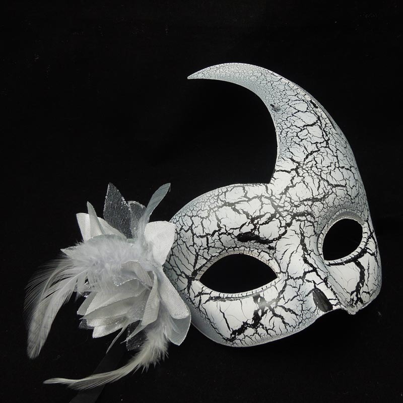 新款 裂纹火焰羽毛侧花面具 万圣节舞会面具 混色批发