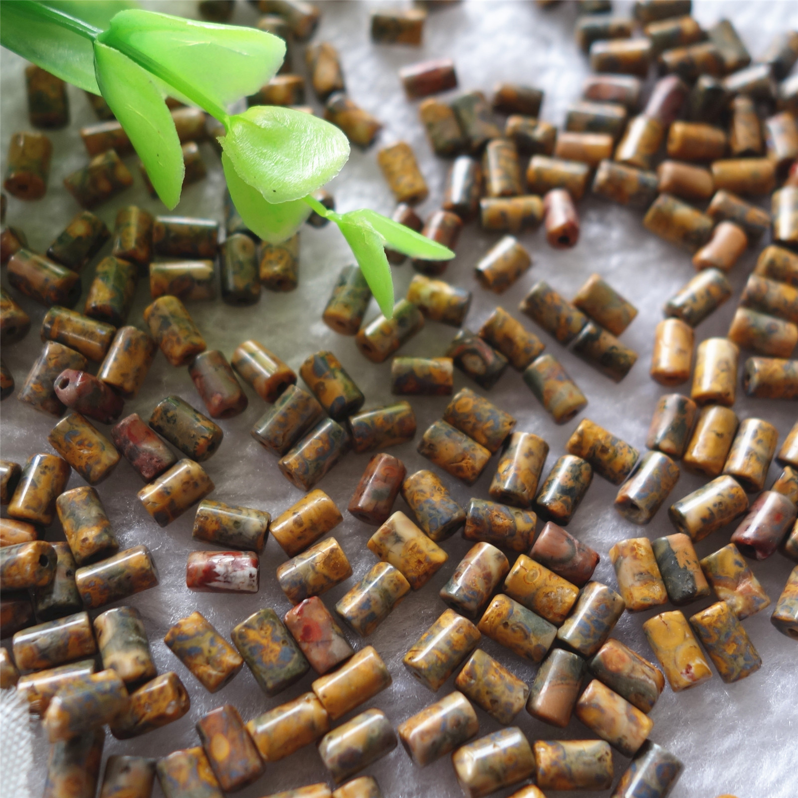 4x6非洲原石半成品花豹石圆柱石头吊坠diy饰品