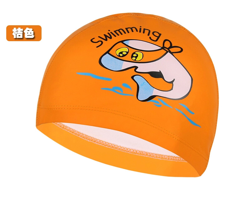 Hot-Selling Cartoon Printed Baby Children's Pu Swimming Cap Universal Waterproof Coating Non-Tightening Cartoon Swimming Cap for Boys and Girls