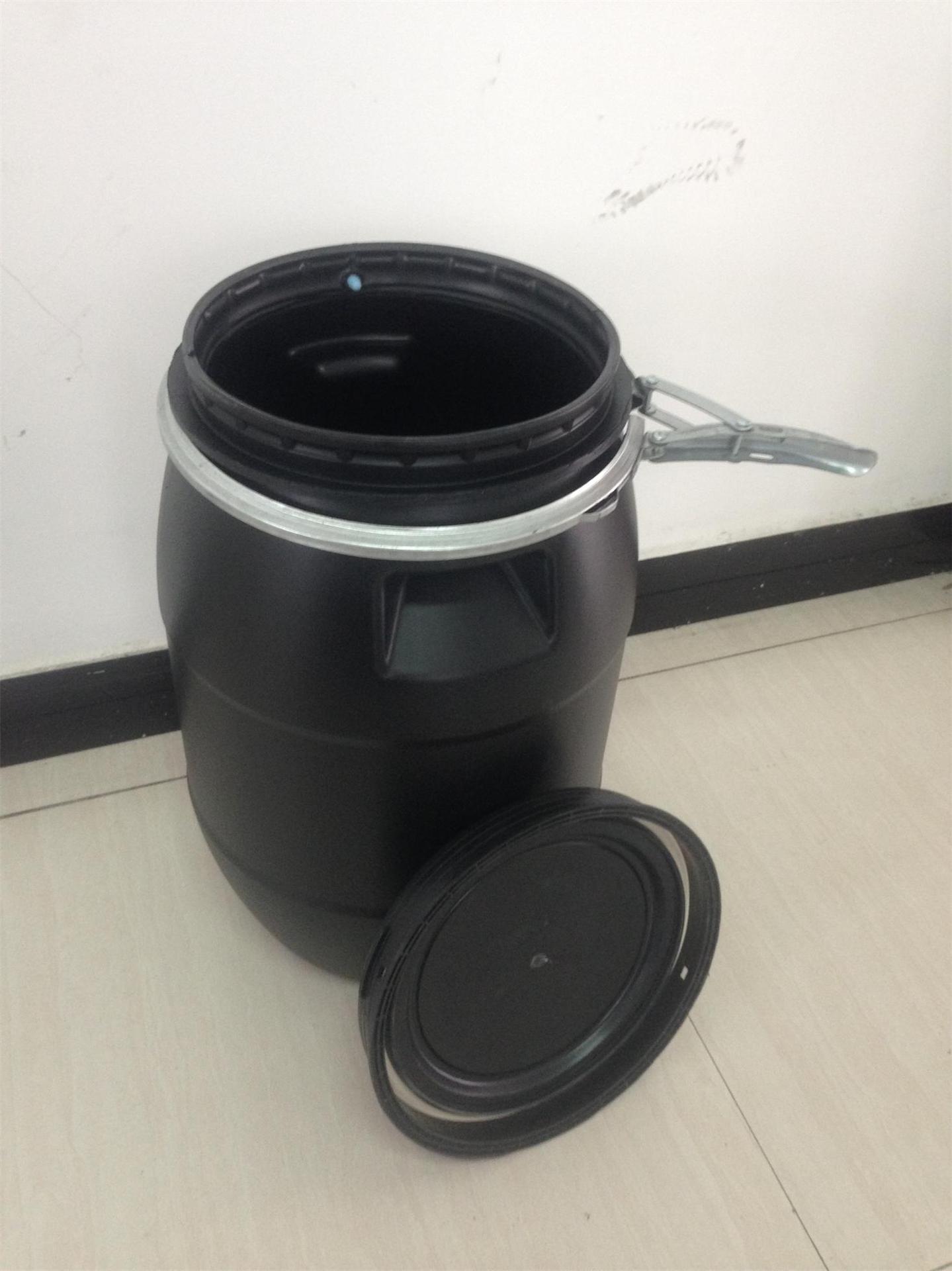 30l塑料化工桶 30kg法兰桶抱箍桶 大口桶30l黑色桶 厂家直销
