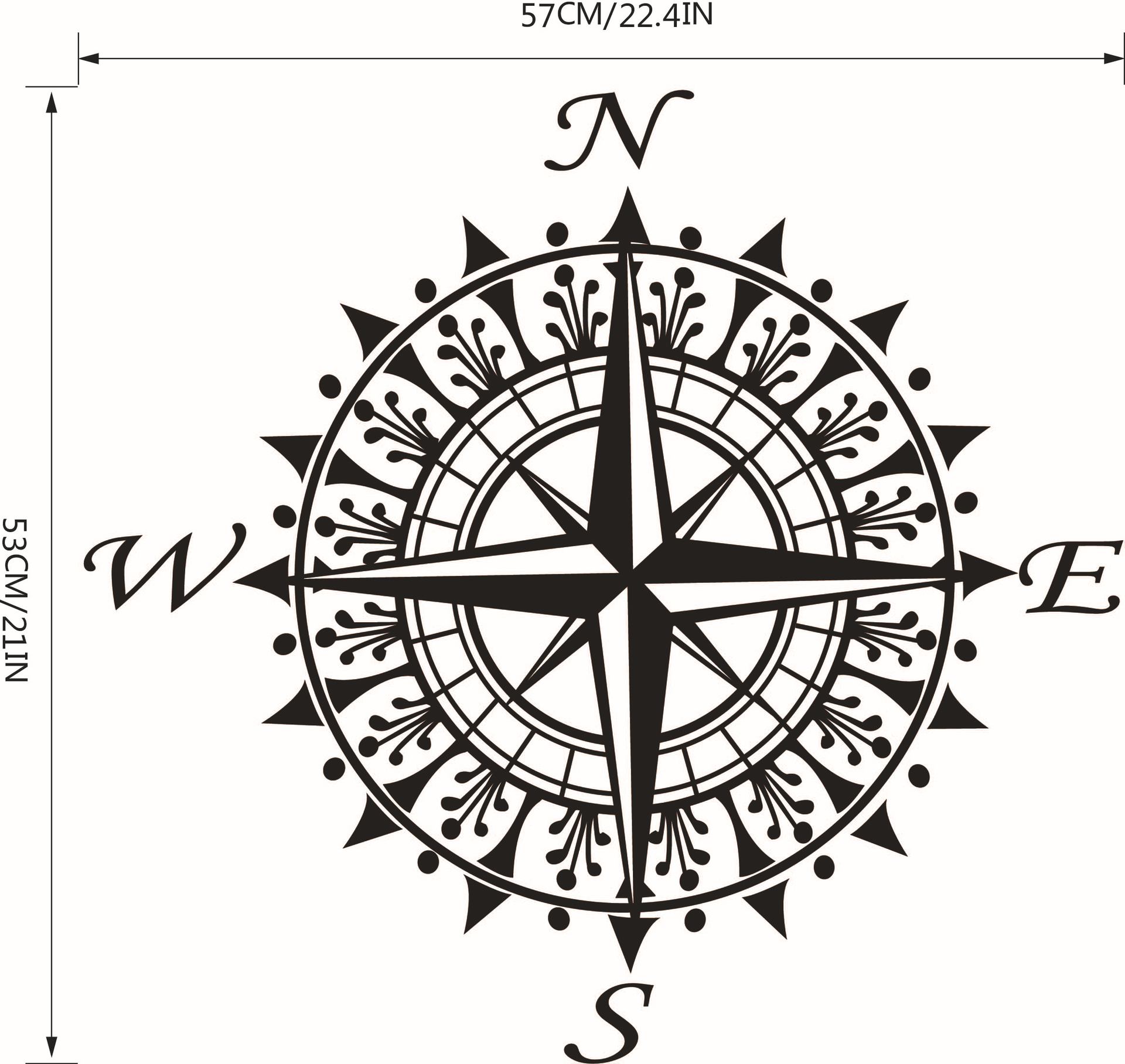 aw9471新品爆款 个性指南针 卧室客厅装饰墙贴 来图定做