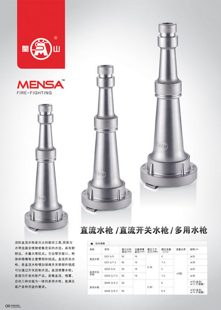 产品信息 名称:闽山消防直流水枪(带身份证)  品牌: 闽山 型号:qz3