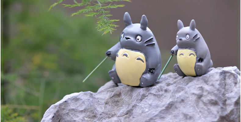 宫崎骏龙猫 钓鱼龙猫 苔藓微景观摆件 树脂工艺品小摆件 小梅龙猫