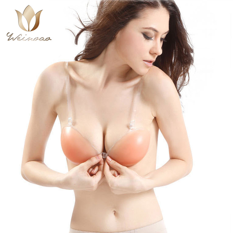 Silicone Strapless Bra Extra Thick Small Breast Push up Silicone Seamless Invisible Strapless Underwear for Wedding Dress Chest Paste