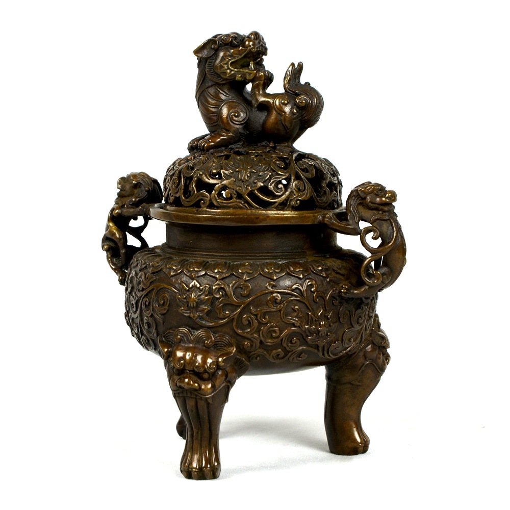 失蜡铸造 仿古铜宣德炉铜器工艺品 铜陵特色工艺品 狮子炉