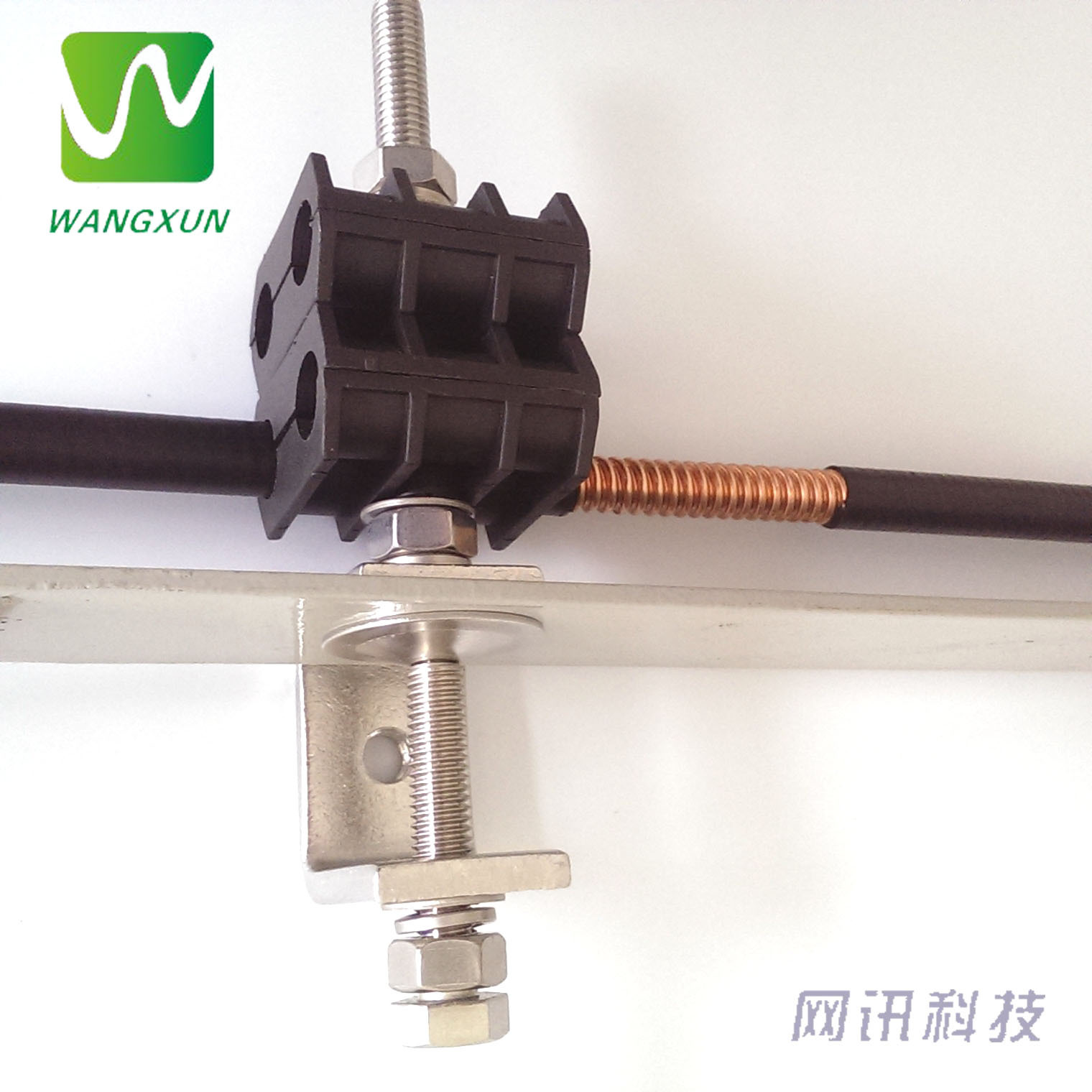 供应优质304不锈钢1/4双孔双联穿芯型馈线卡