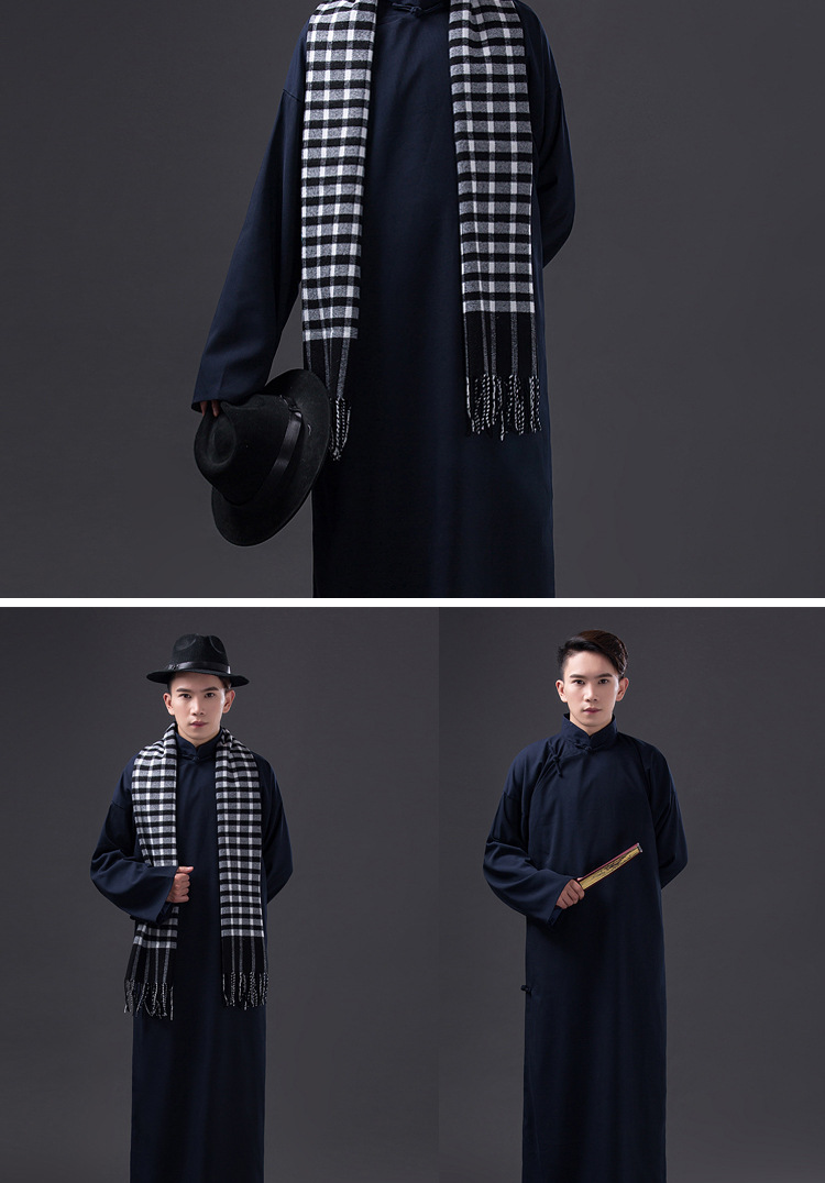 古装民国五四青年长衫先生相声服马褂男士演出服多色长袍批发