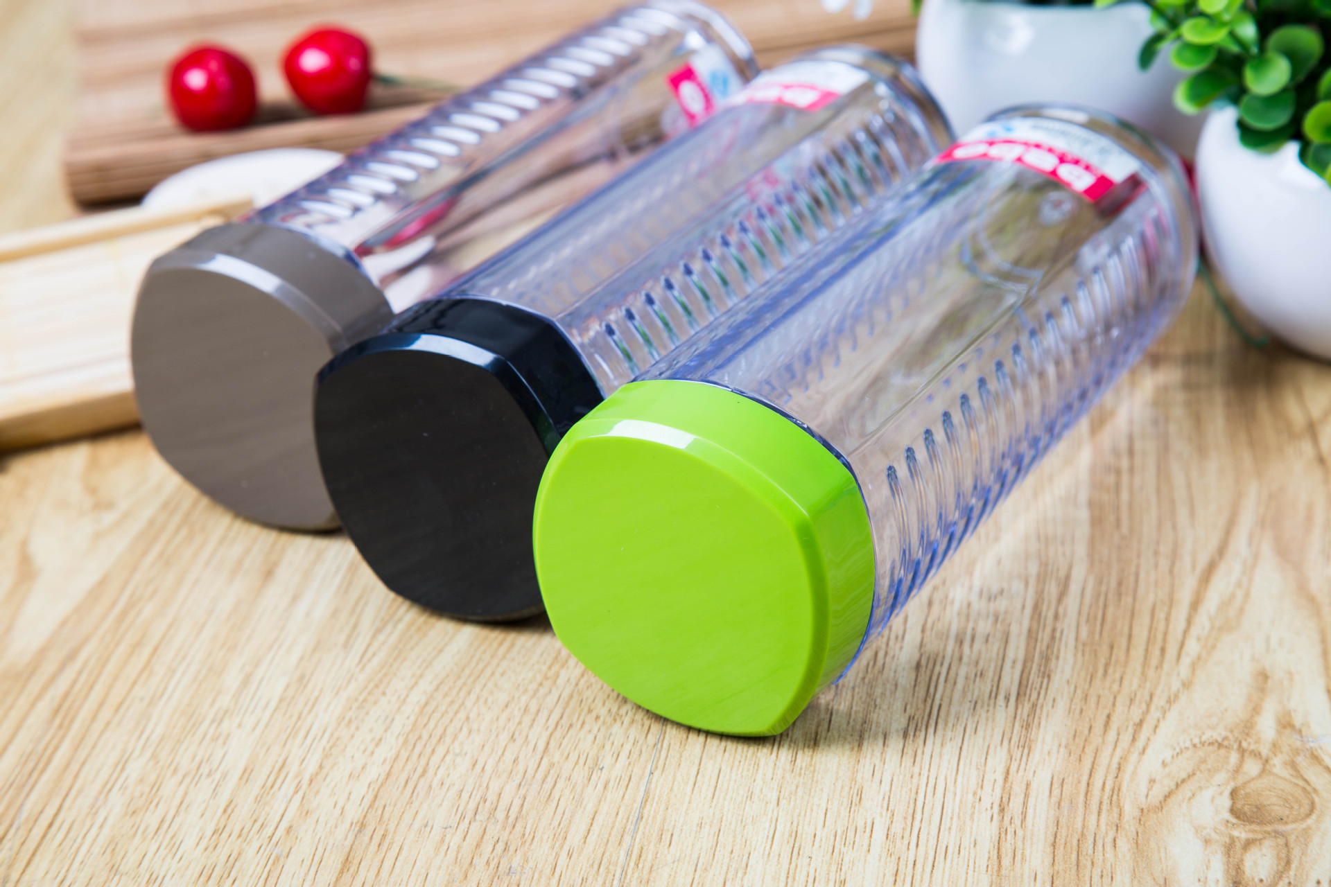 创意水杯 夏天水杯透明运动水杯 随手杯 绿色环塑料杯批发