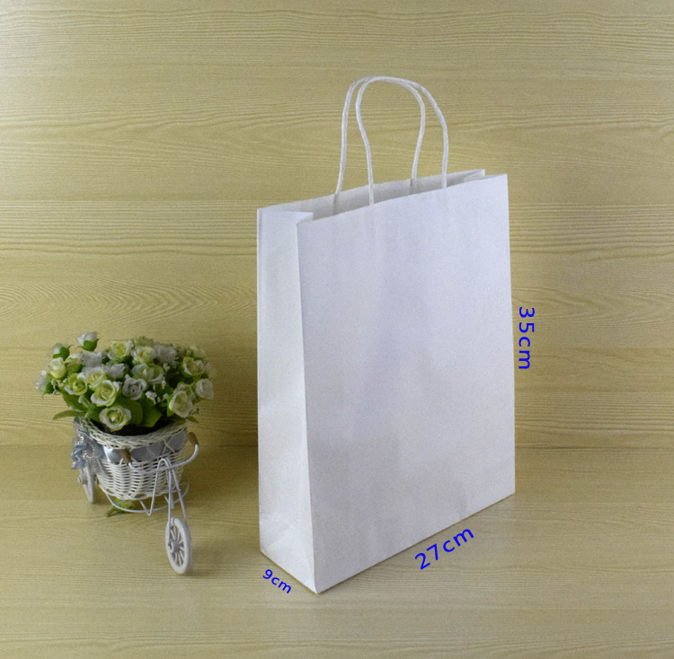 【现货】纸袋 中号 外单进口白牛皮纸袋 手拎纸绳袋 纯白27*35*9