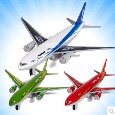 彩珀波音777 客机空客 回力 声光 合金飞机 模型儿童玩具21