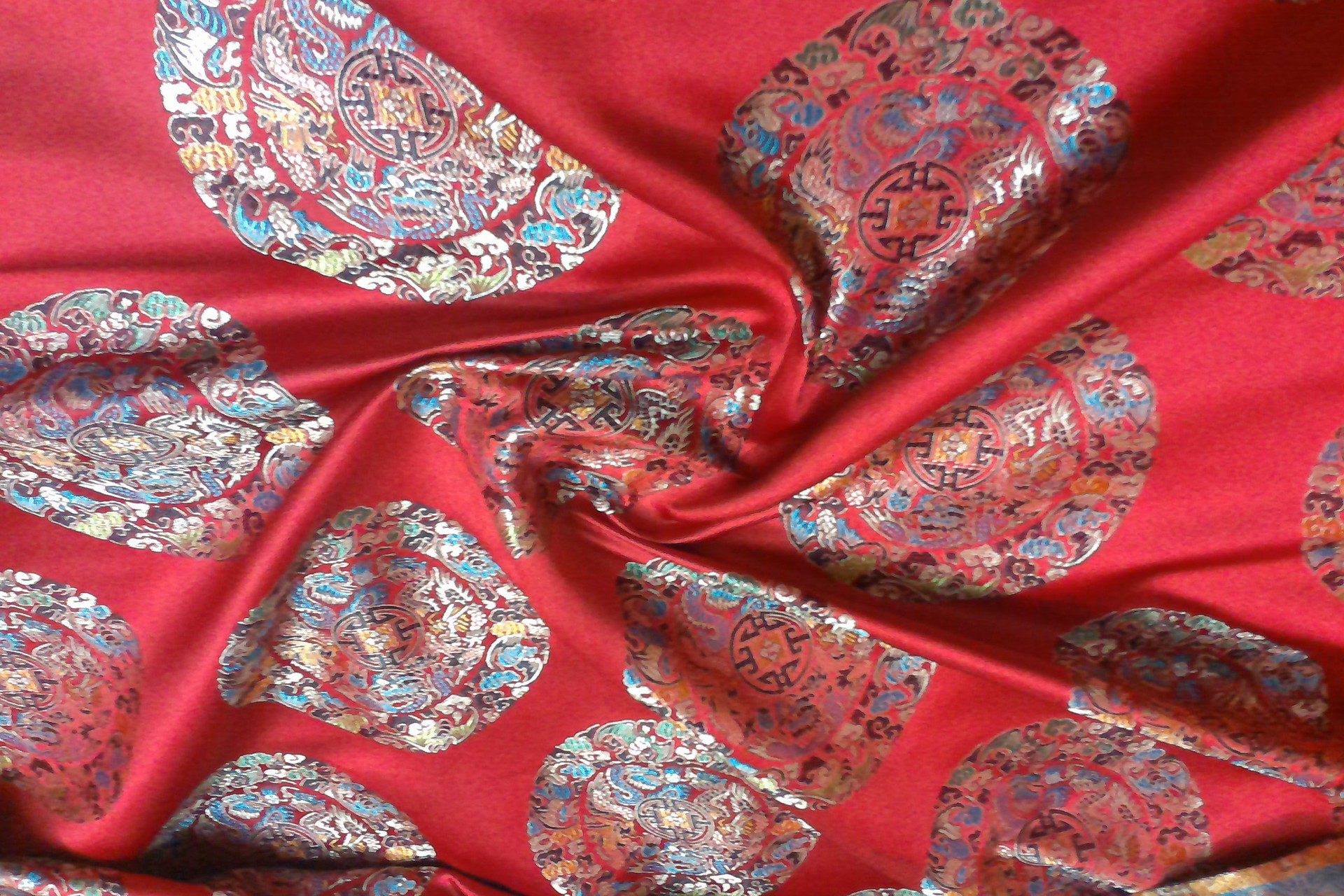 织锦仿三五五龙团真丝织锦缎面料红木家具坐垫包装布厂家**