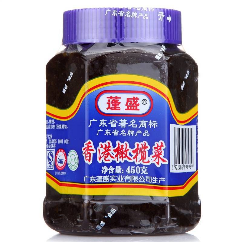 潮汕好酱菜潮汕佐餐大王正宗蓬盛香港橄榄菜180克450克12瓶