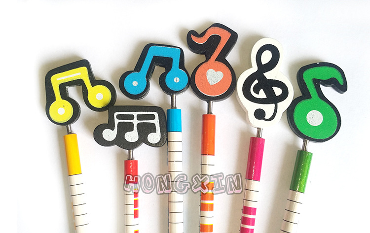 生产厂家卡通铅笔 高级绘图铅笔 木质音符卡通笔 木质铅笔书写笔
