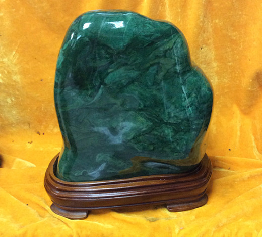 缘石记珠宝 南非孔雀绿碧玉奇石摆件 办公室摆件工艺品货号2060