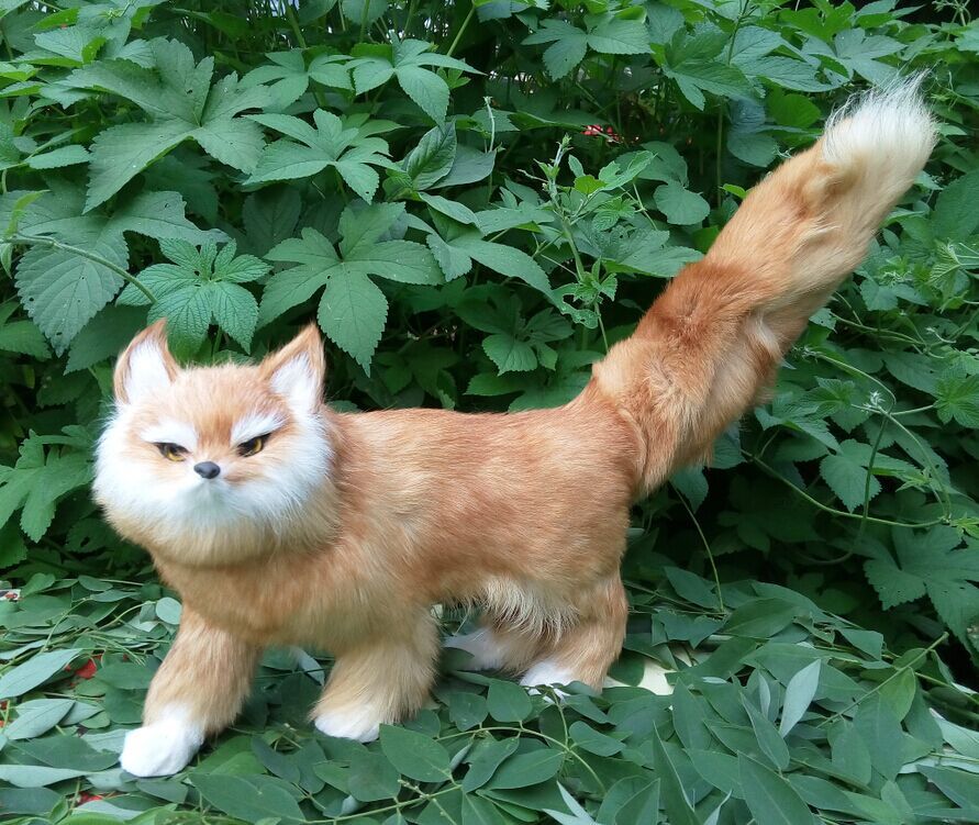 厂家直销 仿真黄狐狸 仿真皮毛动物 手工艺品 摆件 黄狐仙 供品