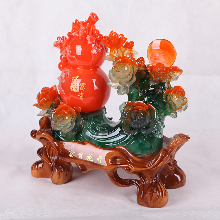 义乌批发仿玉福禄葫芦树脂工艺品 厂家直销家居商务礼品摆件337
