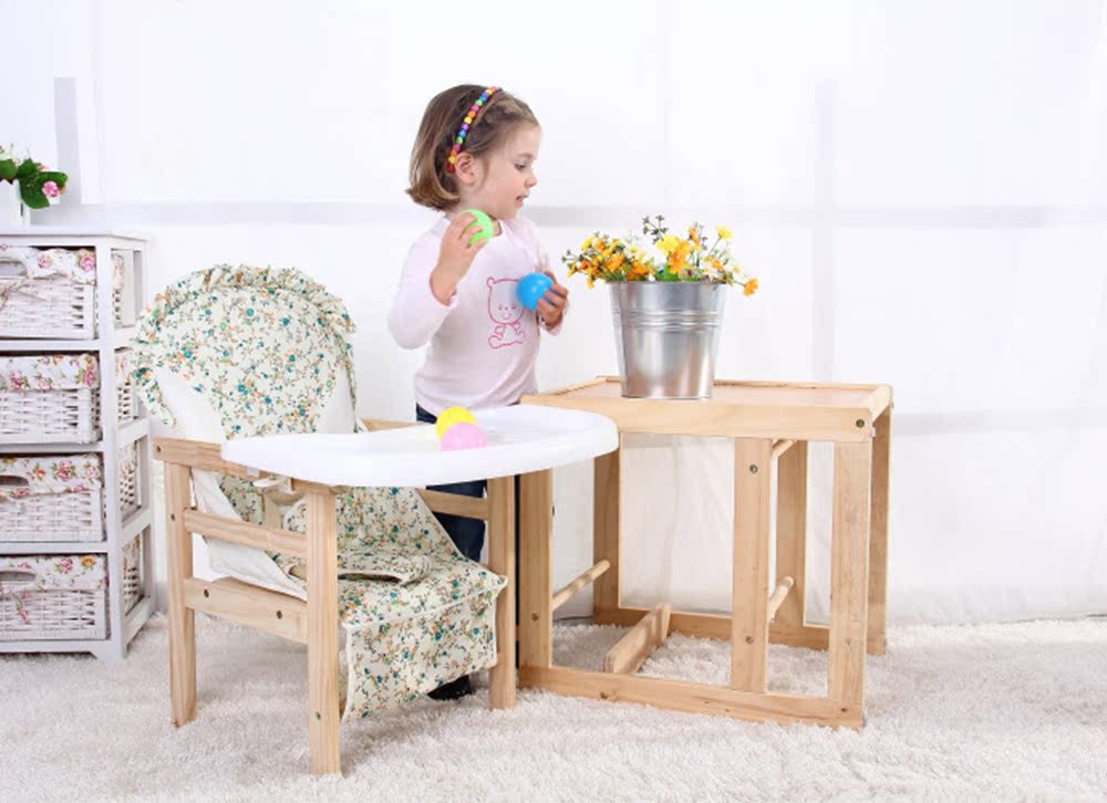 分体式儿童餐椅实木多功能宝宝座椅餐桌椅多