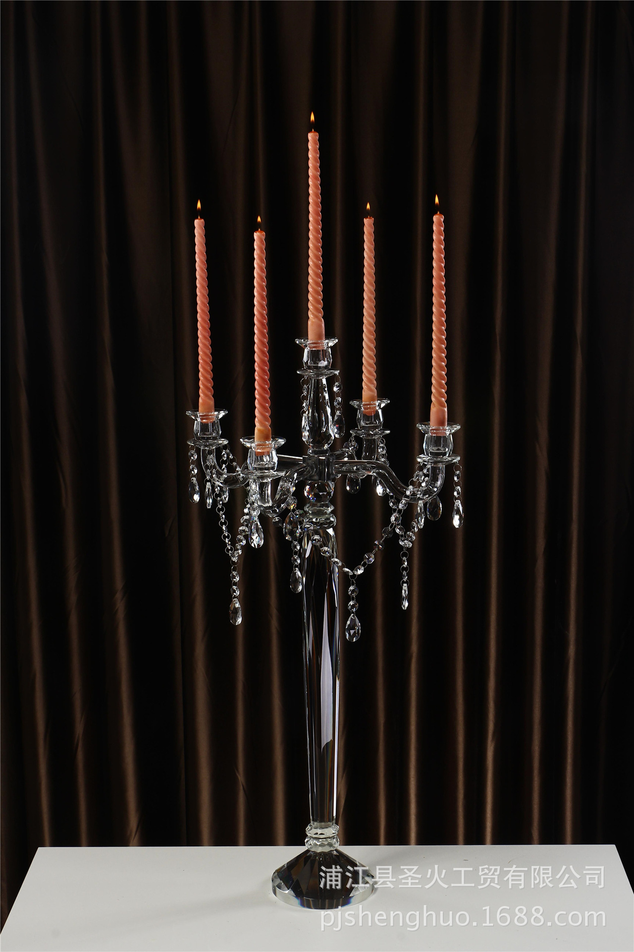 欧式水晶烛台 九头水晶蜡烛台 婚庆酒店家居水晶摆件水晶烛台摆件