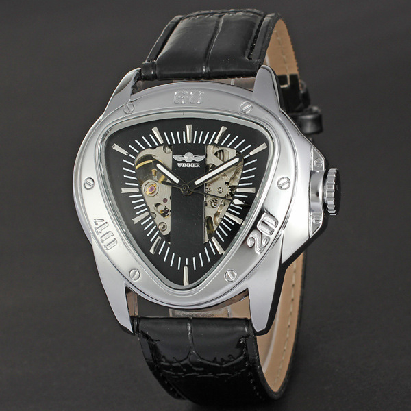 哈未星手表winner机械手表个性三角形男表 蛇头表盘腕表