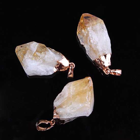 特价批发欧美爆款 天然水晶吊坠 水晶牙镀金 时尚外贸饰品