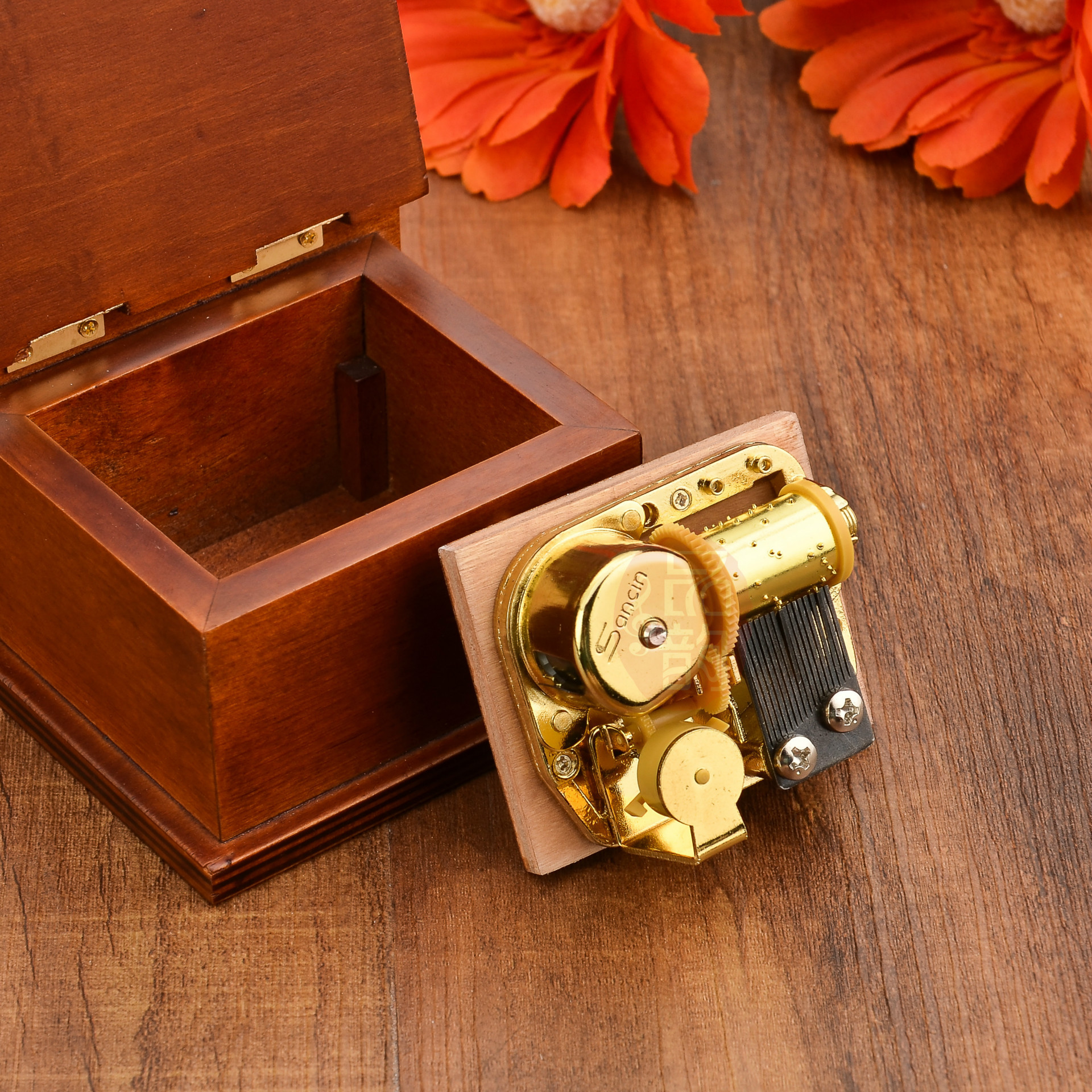 镀金发条机芯木制书本音乐盒八音盒创意礼品节日赠送礼物多曲选择