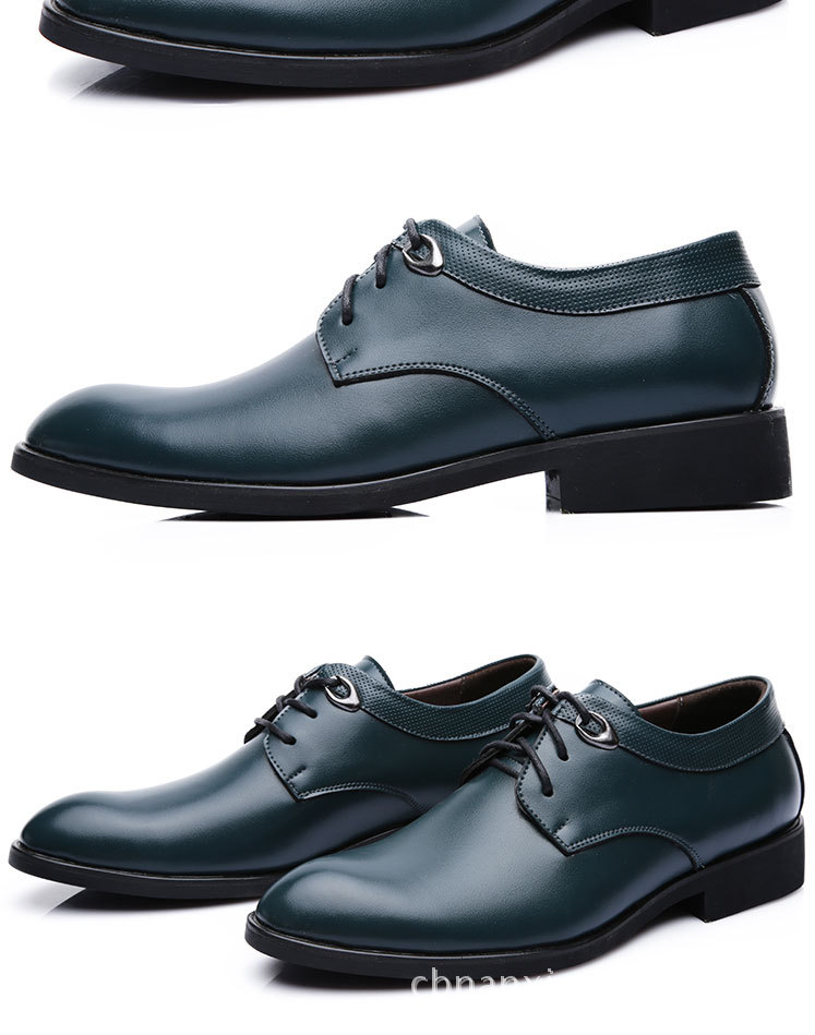男士皮鞋系带低帮尖头进口pu皮鞋正装男鞋潮流风格 贴牌加工定制