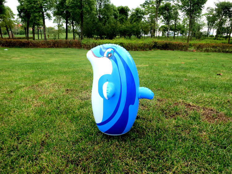 32cm 充气不倒翁 小海豚不倒翁 儿童充气玩具 沙袋不倒翁 会响