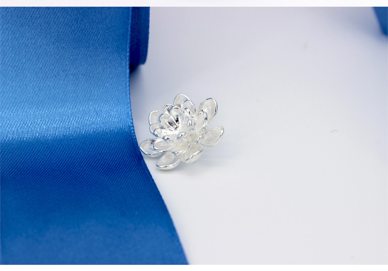 福锦银饰 s990足银大珍珠花 陶瓷茶杯壶底座摆件镶嵌纯银配件批发